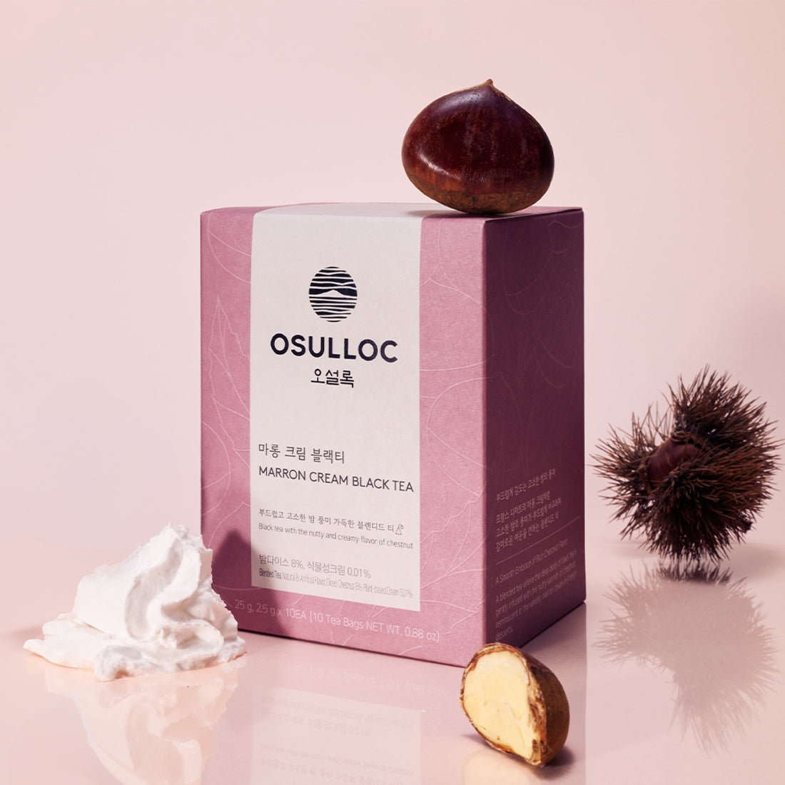 OSULLOC Marron Cream Black Tea 10 p package with chestnut and cream accents