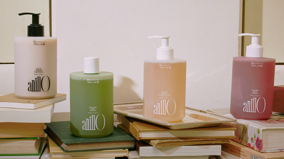 ANILLO Skincare brings a touch of joy to your daily routine with innovative product line displayed stylishly on books.