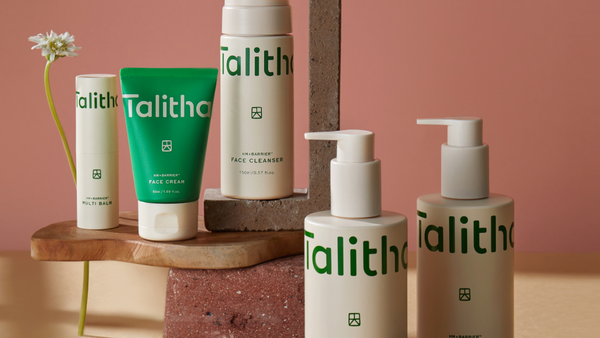 TALITHA KOUM skincare products displayed, featuring Embrace Radiant Beauty with TALITHA KOUM: Your Journey to Skin Transformation Begins Here.