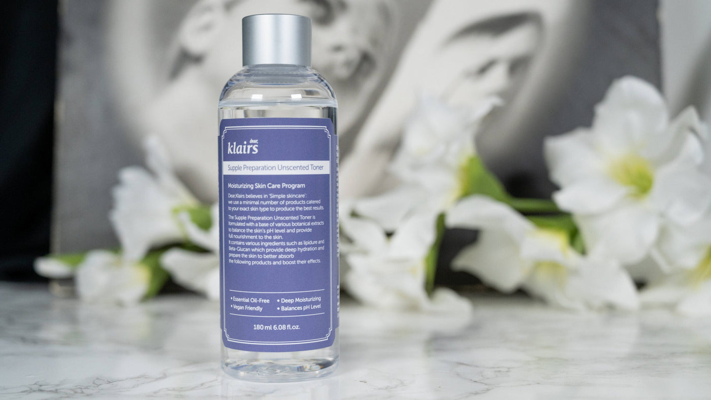 Klairs skincare product in a K-beauty setup, epitomizing 'Unveiling the K-Beauty Secret: The Allure of Klairs Skincare'