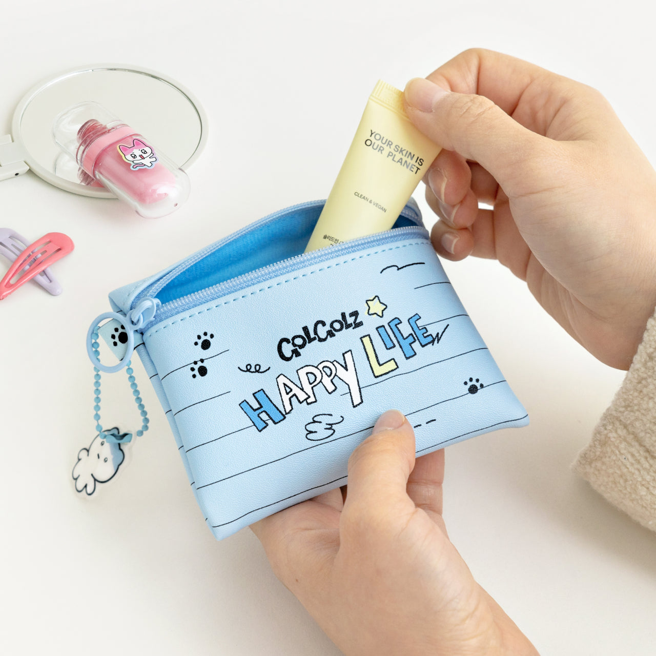 Mini Pouch & Keychain Set - Korean kawaii Kakao Friends | Koolseoul
