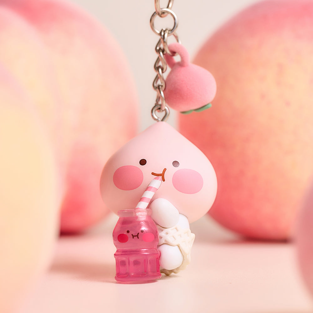 Peach Peach Figurine Keychain Little Apeach - Authentic Kakao Friends from Korea | Koolseoul