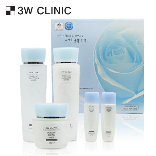 3W CLINIC Excellent White Skin Care set (Toner+Emulsion+Cream) | Kool Seoul