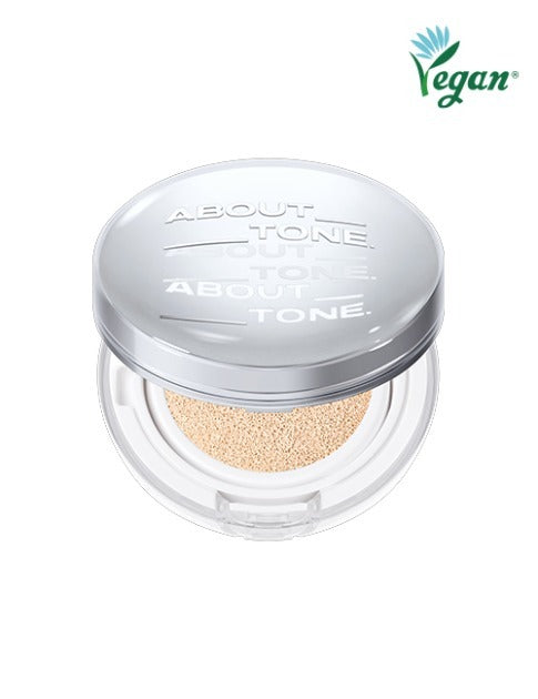 ABOUT TONE Skin Layer Fit Cushion in compact case, vegan-friendly makeup product