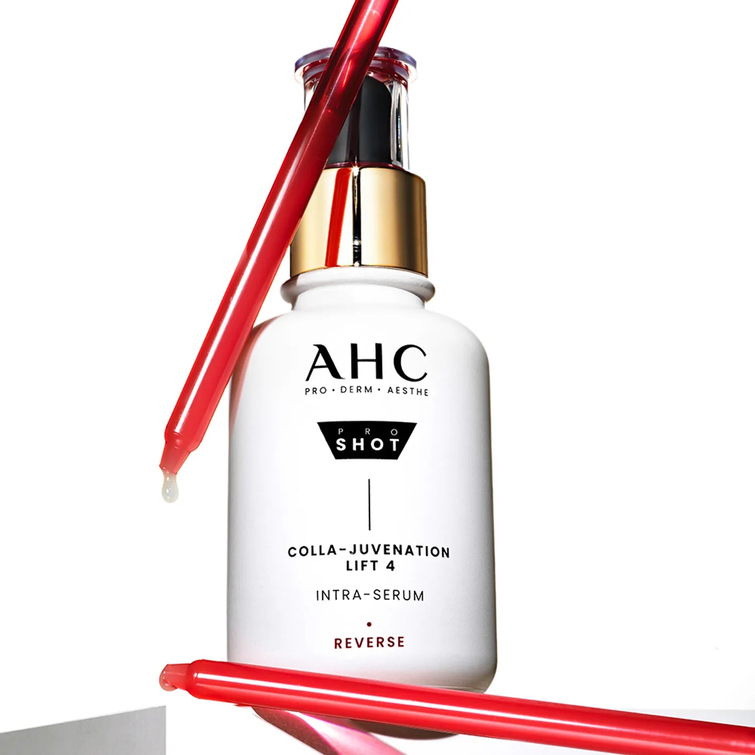 AHC Pro Shot Cola Juvenation Lift 4 Intra Serum 40ml bottle with red droppers
