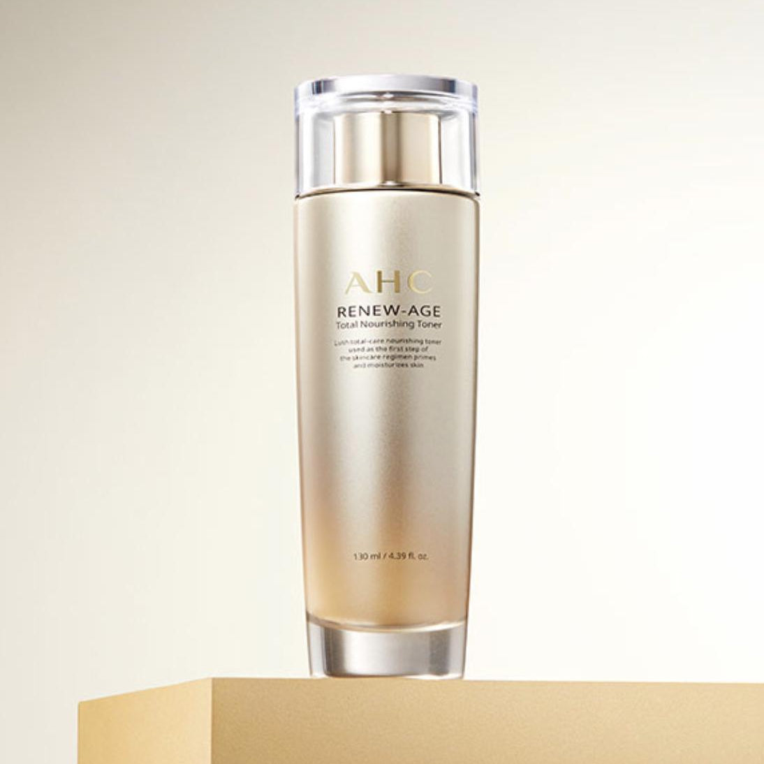AHC Renew Age Total Nourishing Toner 130ml bottle on display