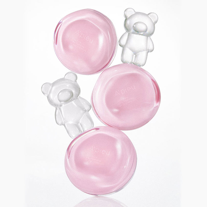 A'PIEU Waterlock Comfort Veil Cushion 15g with pink packaging and bear shapes for skincare.