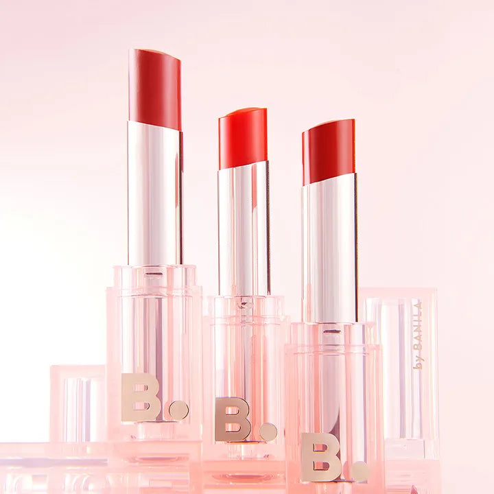 BANILA CO Glow Veil Lipstick in various shades with sleek packaging