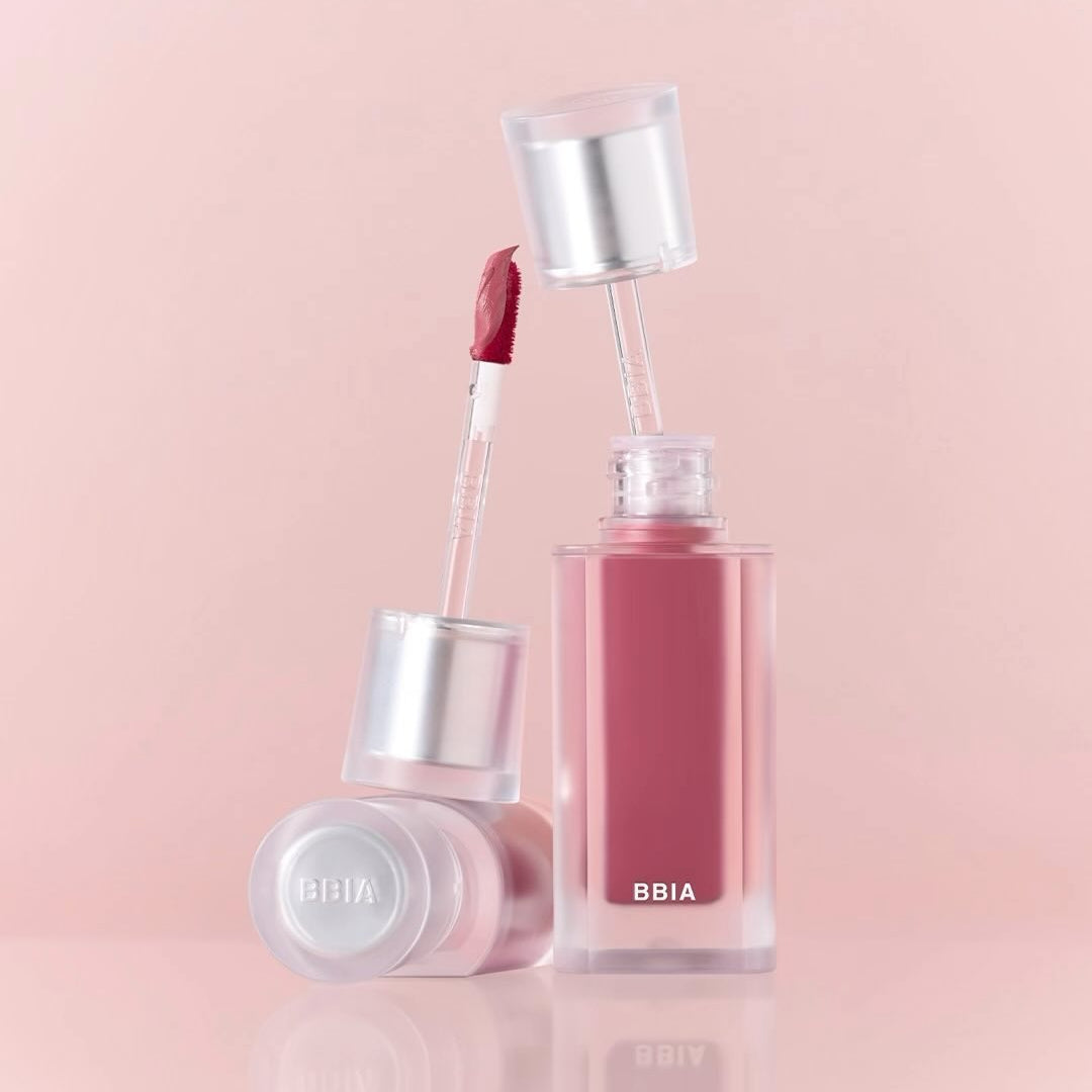 BBIA Last Velvet Tint in elegant packaging with a pink shade on a pastel background.