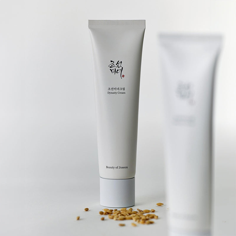 BEAUTY OF JOSEON Dynasty Cream 100ml product display with tube and scattered grains