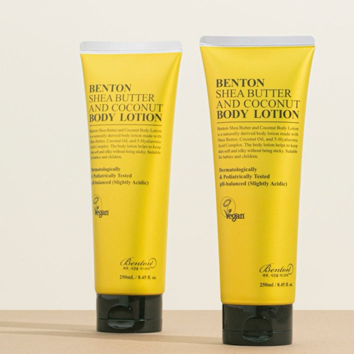 BENTON Shea Butter And Coconut Body Lotion 250ml - nourishing lotion for all skin types with a light coconut scent.