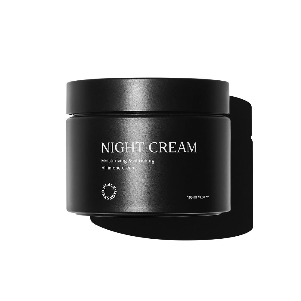 BLACK MONSTER Black Monster Night Cream 100ml in matte black jar on white background - Gentleman Korea Korean men’s skincare night cream
