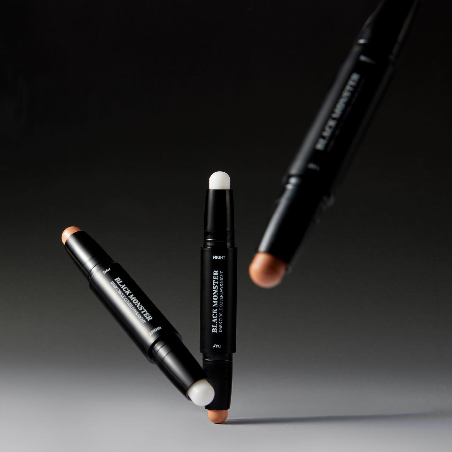 BLACK MONSTER Dark Circle Cover Day & Night stick trio product shot for men by Gentleman Korea
