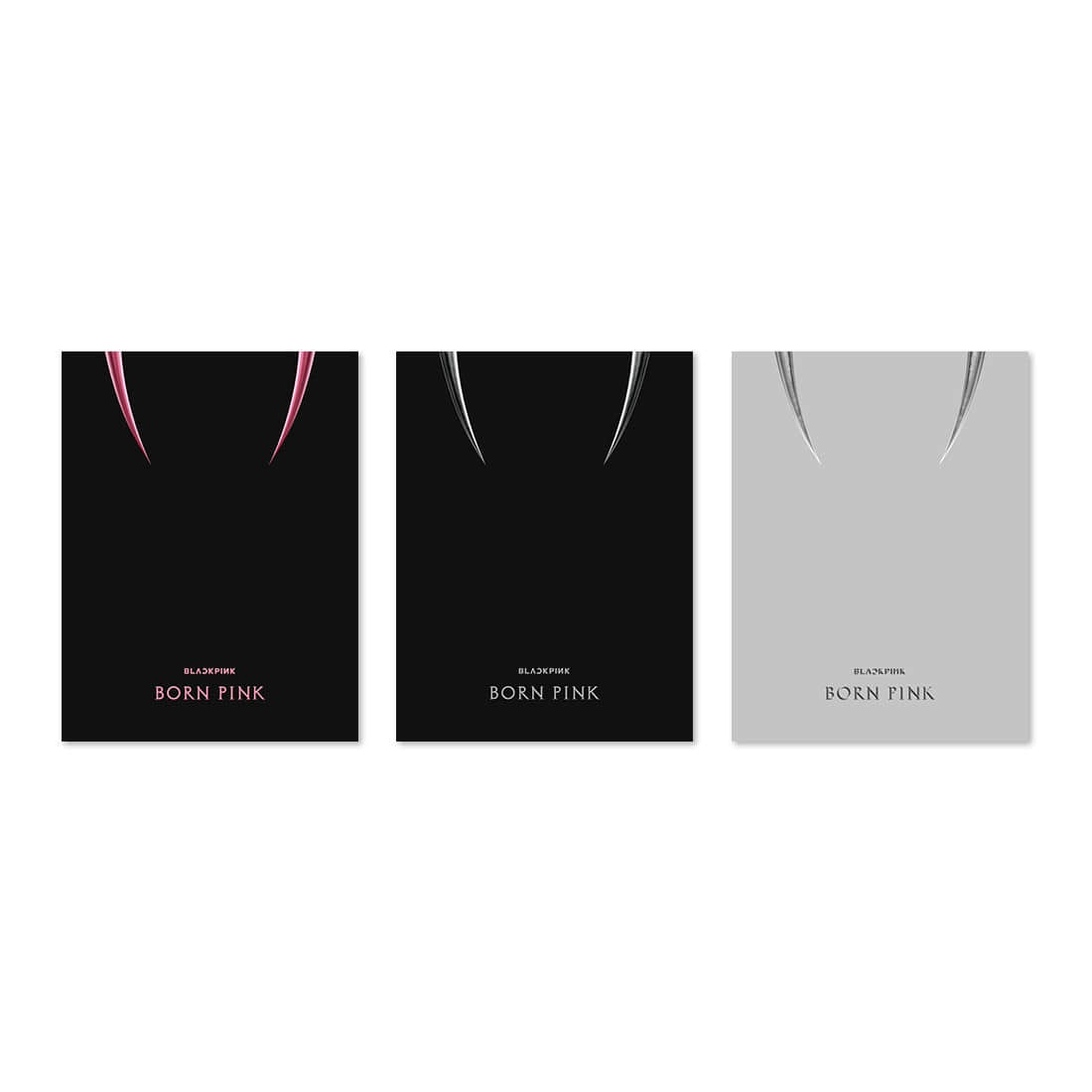 BLACKPINK 2nd Album Born Pink cover showing three versions in black and pink