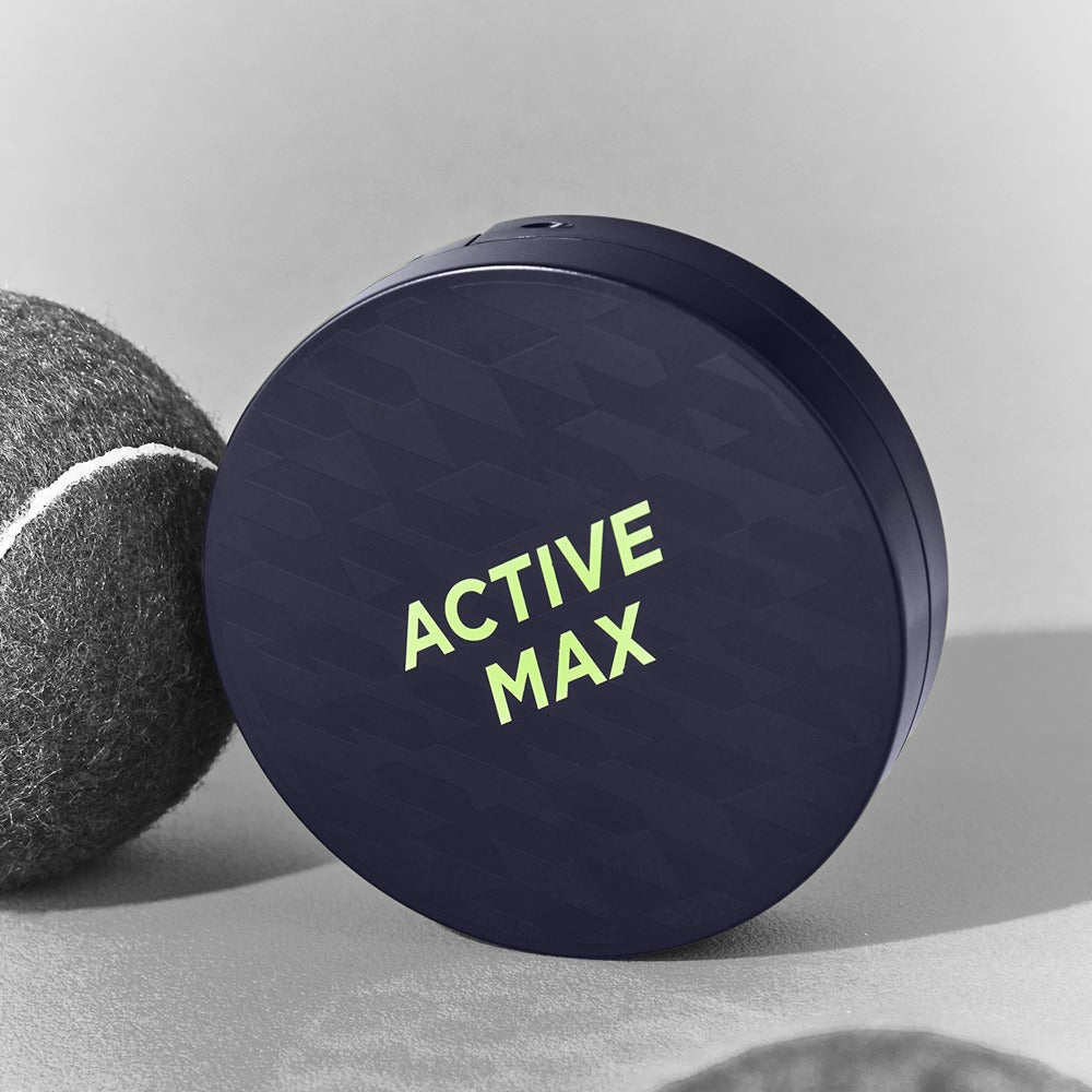 BRTC Homme Active Max Perfect Cushion 15g compact cushion foundation for men by Gentleman Korea, navy Active Max case, travel-friendly 15g