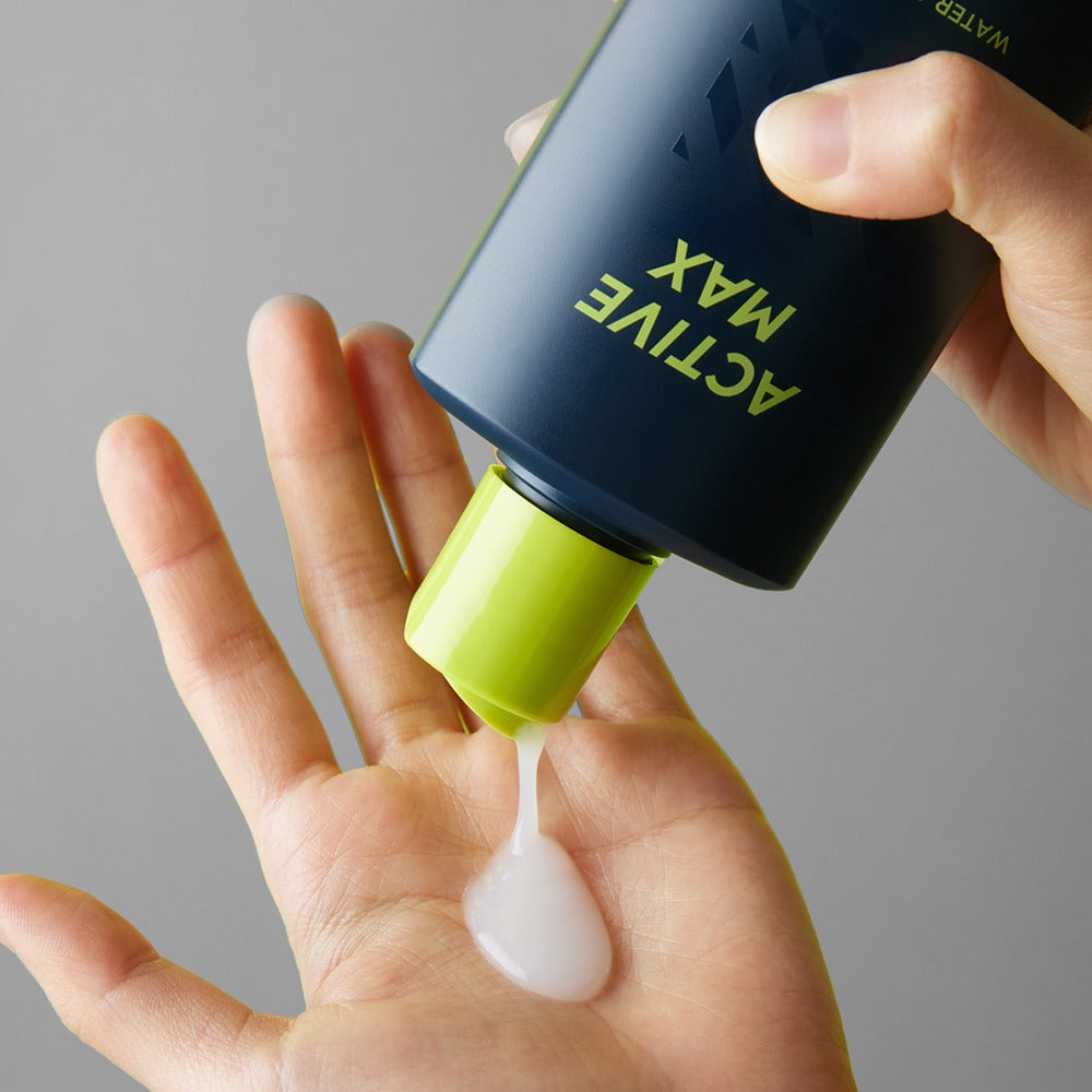 BRTC Homme Active Max Water All-in-One Fluid 150ml being dispensed into hand by Gentleman Korea for men’s skincare