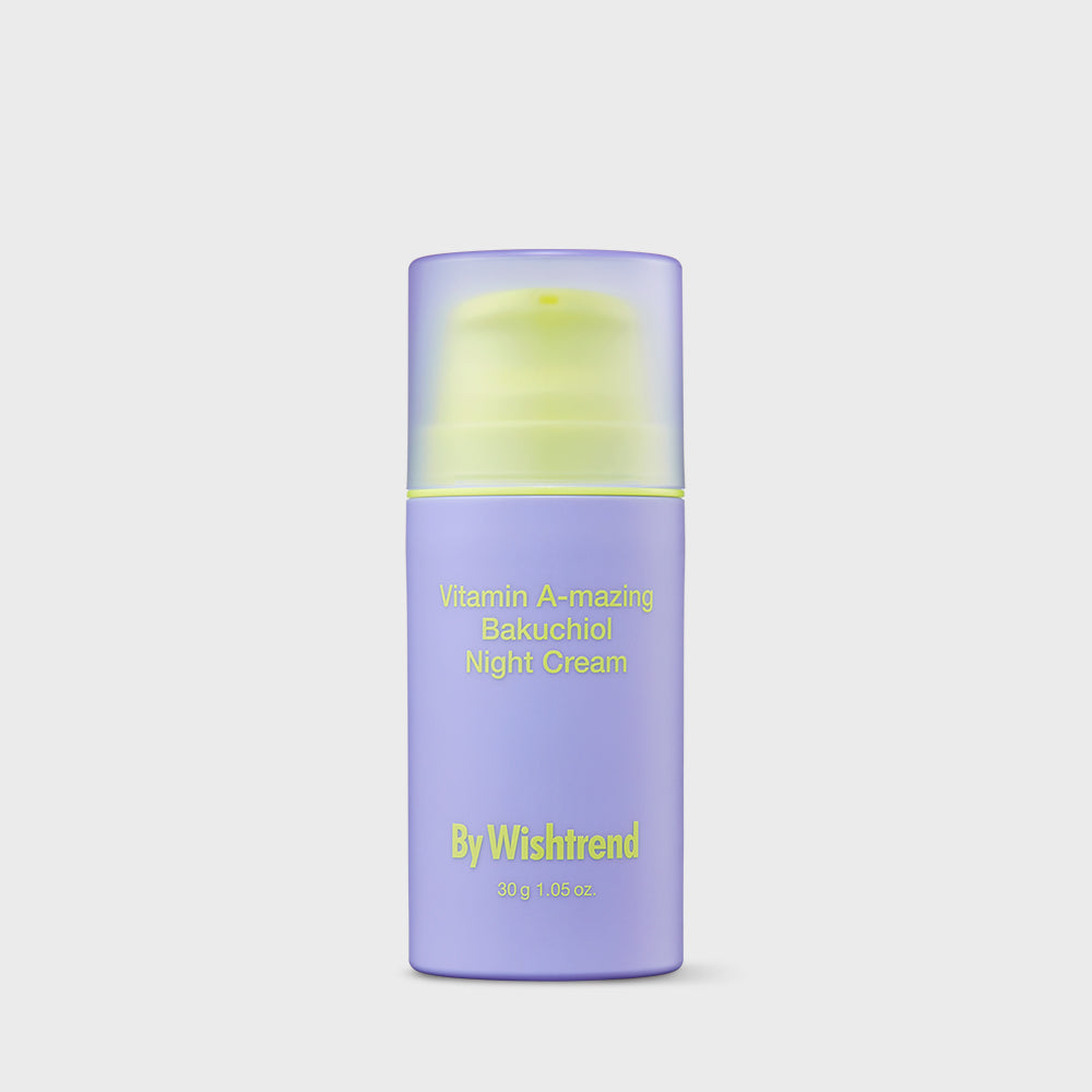BY WISHTREND Vitamin A-Mazing Bakuchiol Night Cream 30g bottle against a white background.