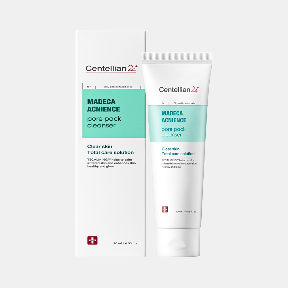 Image of CENTELLIAN 24 Madeca Acnience Pore Pack Cleanser 120ml packaging and product tube.
