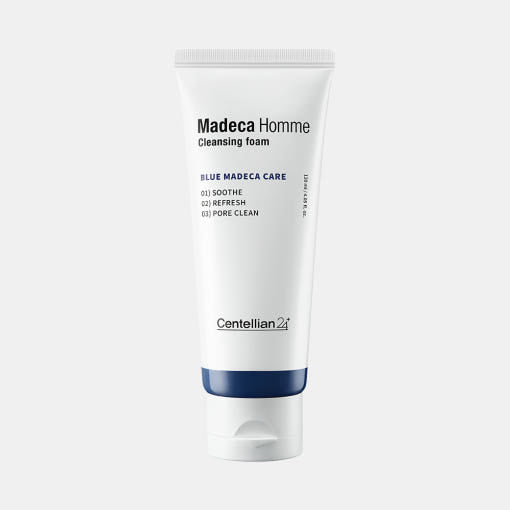 CENTELLIAN 24 Madeca Homme Cleansing Foam 120ml tube displayed on white background by Gentleman Korea for men’s skincare