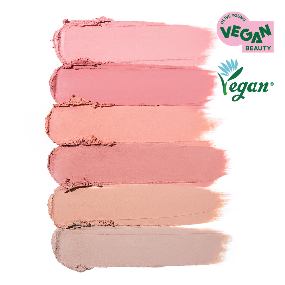 COSNORI Soft Drawing Overlip Maker vegan swatches in five natural shades