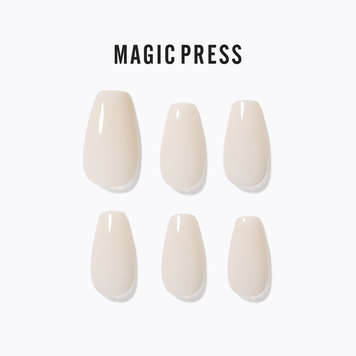 DASHING DIVA MAGIC PRESS Ivory - Coffin nail set featuring a stylish and elegant design.