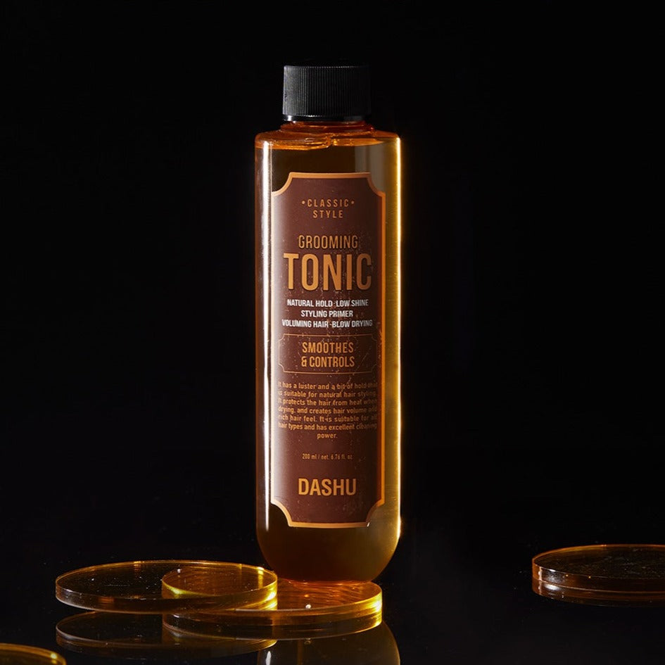 DASHU Classic Style Grooming Tonic 200ml bottle product shot on black background – Gentleman Korea premium men's grooming tonic
