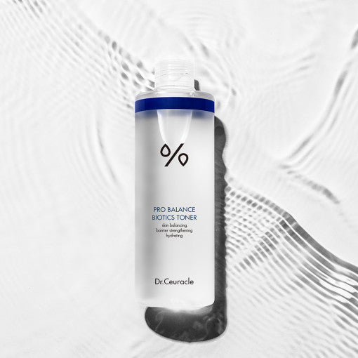 DR.CEURACLE Pro Balance Biotics Toner 300ml bottle on textured background