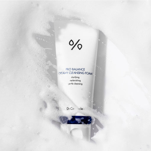 DR.CEURACLE Pro Balance Creamy Cleaning Foam 150ml tube in foamy setting for gentle cleansing and skin balance.