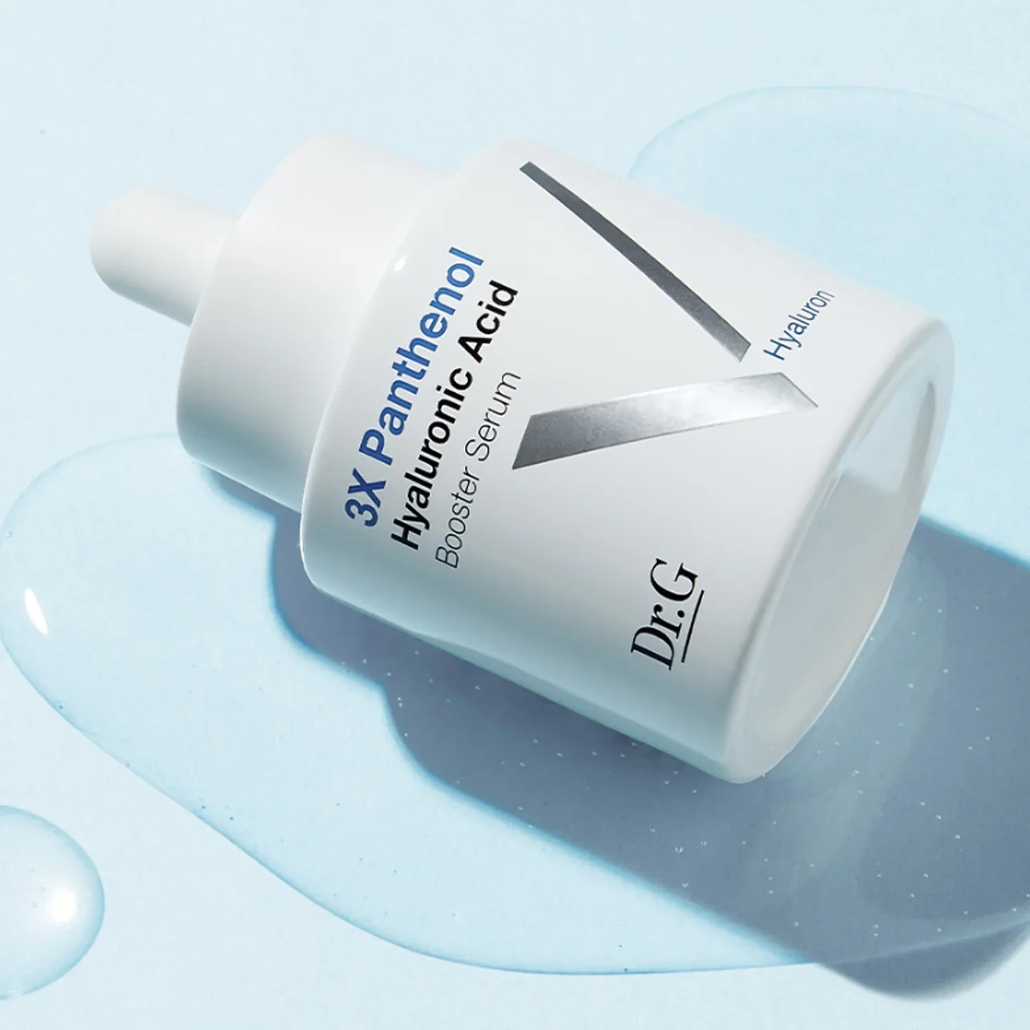 Dr.G Panthenol Booster Hyaluronic Serum 30ml bottle on blue background