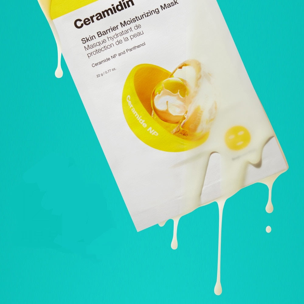 DR.JART+ Ceramidin Skin Barrier Moisturizing Mask with natural fibers and ceramides, hypoallergenic ultra-hydrating sheet mask.