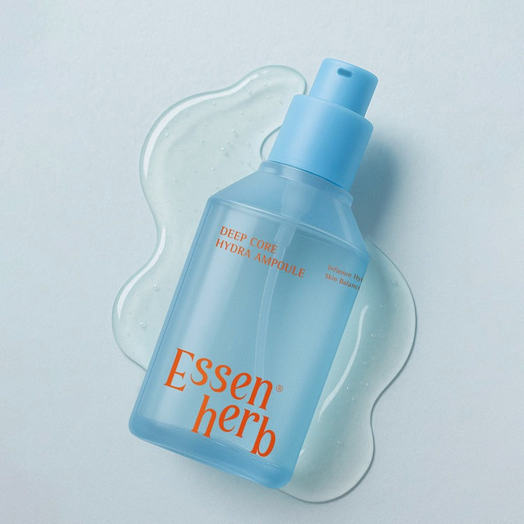 ESSENHERB Deep Core Hydra Ampoule 120ml bottle on a light blue background
