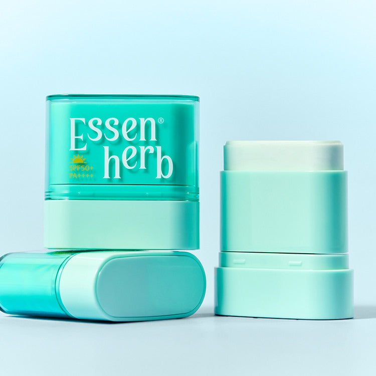 ESSENHERB Multi Defense Cloud Fit Airy Sun Stick 10g in teal packaging, designed for sun protection with SPF50+