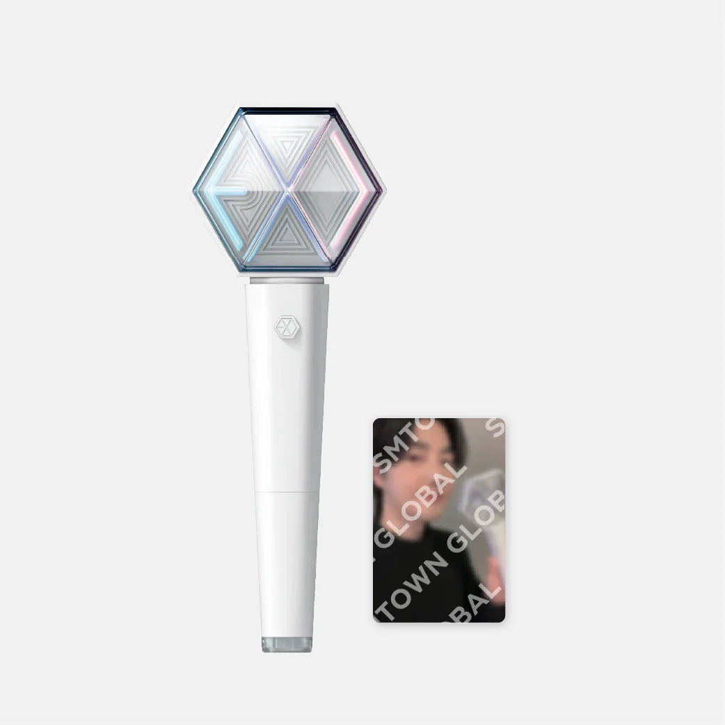 EXO LIGHTSTICK with hexagonal design and additional card, official merchandise for EXO fans.