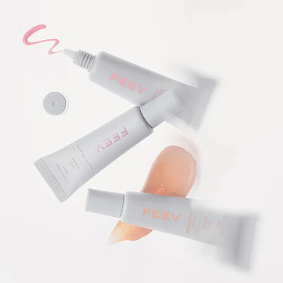 FEEV Fluffy Cheek Blush 10g in tubes with a blend of soft pink and peach shades.
