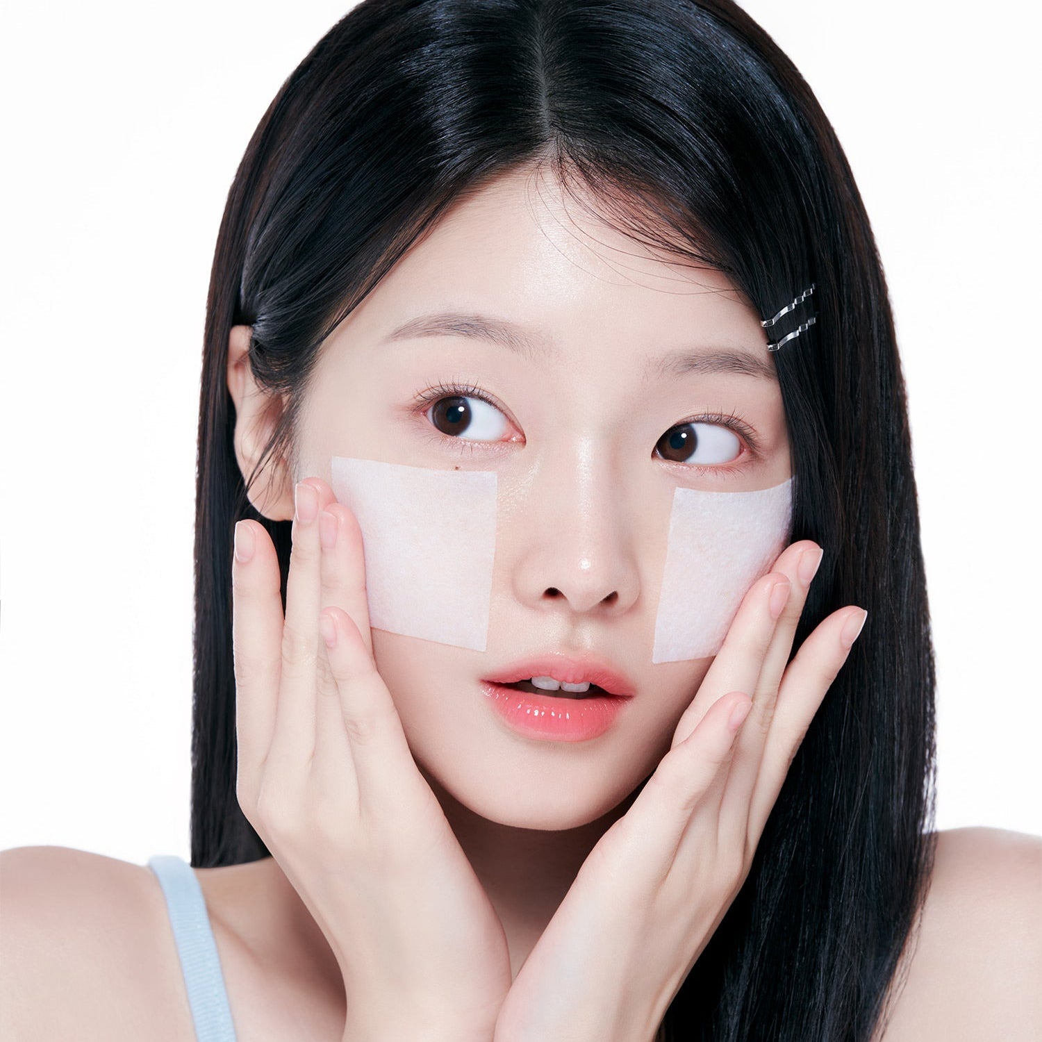 Woman using FORENCOS Plum C Mild Mild Acidic Toner 300ml with facial pads on face, showcasing skincare routine benefits.
