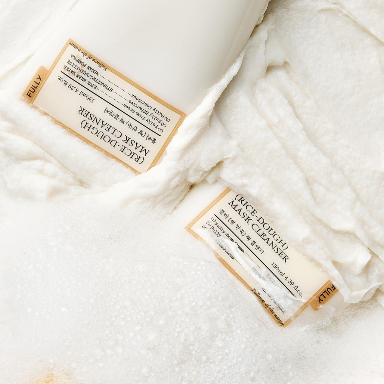 FULLY Rice Dough Pack Cleanser 130ml packaging on a textured cream background