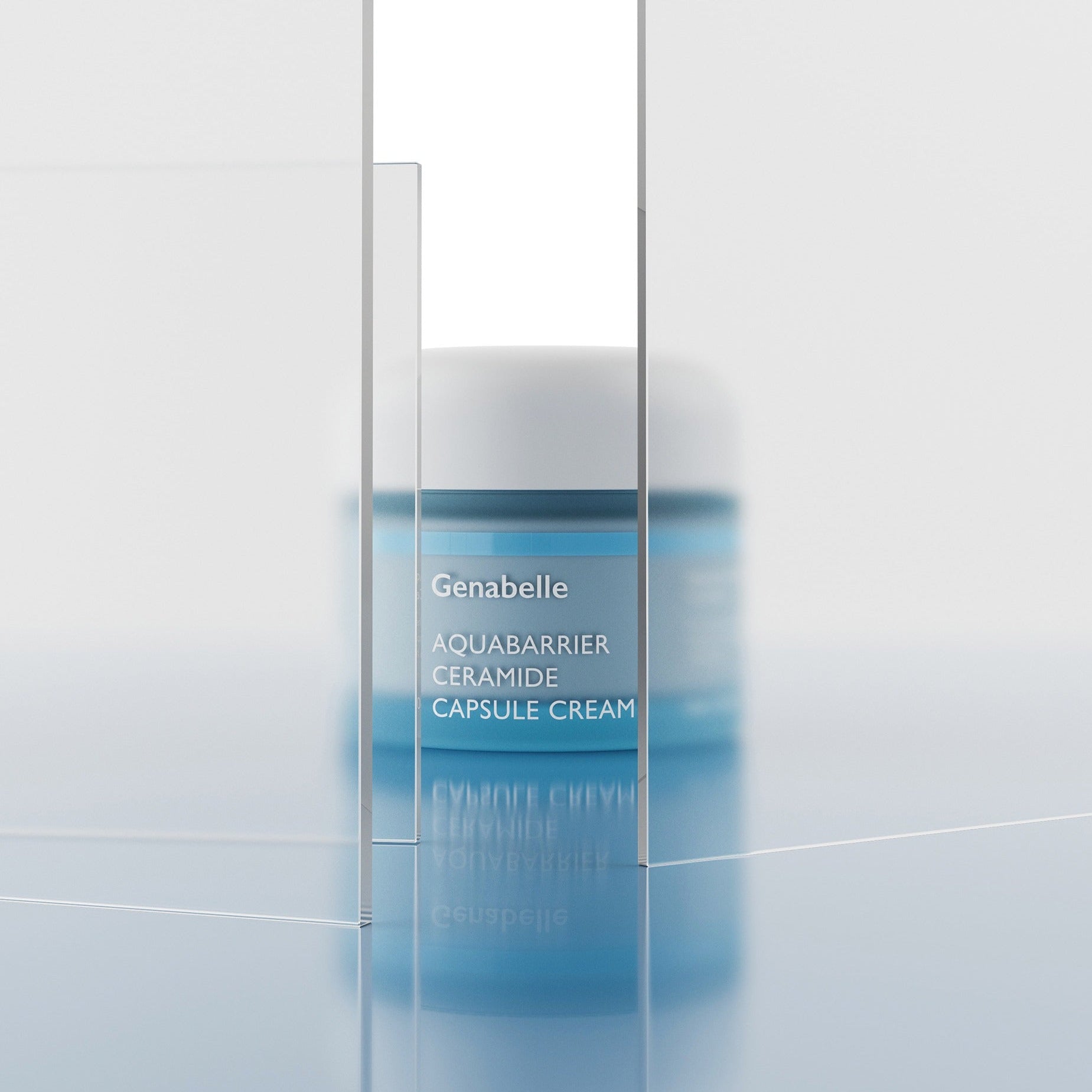 GENABELLE Auqabarrier Ceramide Capsule Cream 50ml jar on a reflective surface