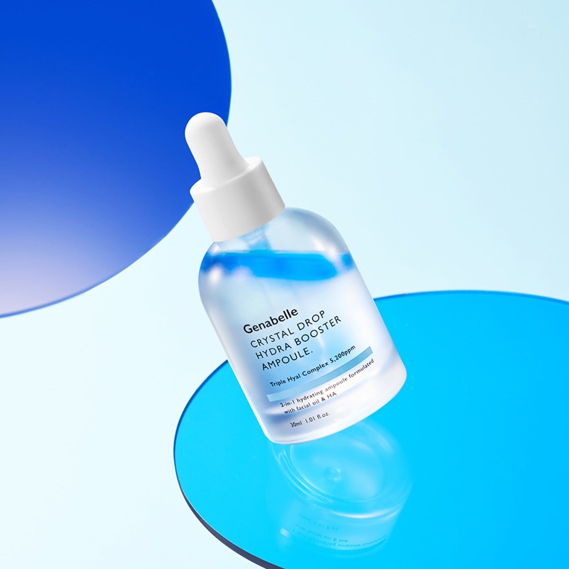 GENABELLE Crystal Drop Hydra Booster Ampoule 30ml bottle on blue background