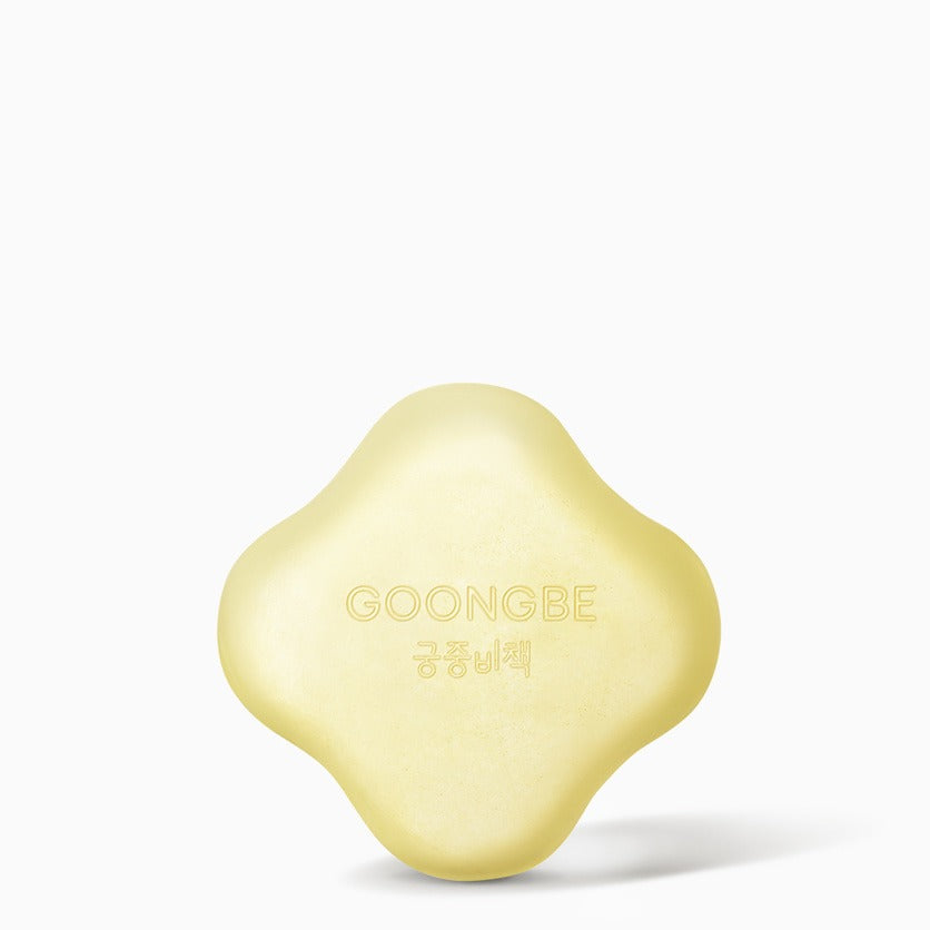 GOONGBE Mild Cleansing Soap 90g in unique shape for gentle skincare, promoting clean and soft skin, daily cleansing bar.