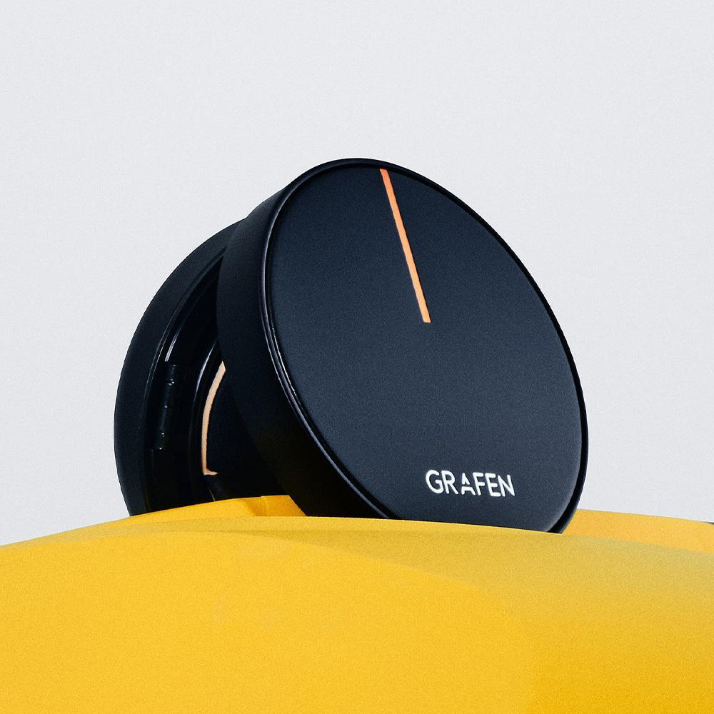 GRAFEN Handsome Cover Cushion 14g compact cushion foundation for men by Gentleman Korea, sleek black case with orange stripe