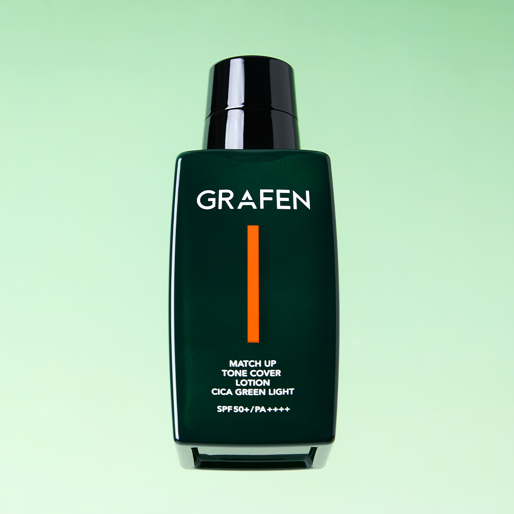 GRAFEN Match Up Tone Cover Lotion Cica Green Light 50ml bottle product shot by Gentleman Korea, men's Korean skincare SPF50+