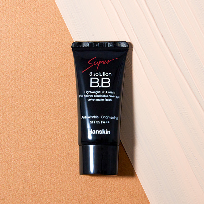 HANSKIN Super 3 Solution BB Cream SPF35 PA++ on textured background
