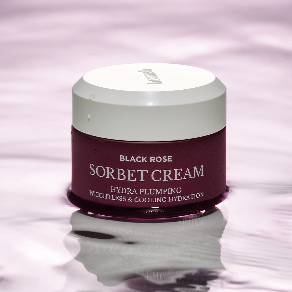 HEIMISH Black Rose Hydra Plumping Shavet Cream 50ml displayed on reflective surface