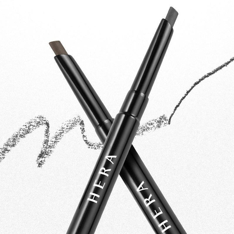 HERA Brow Desighner Auto Pencil with two shades displayed on a white background.