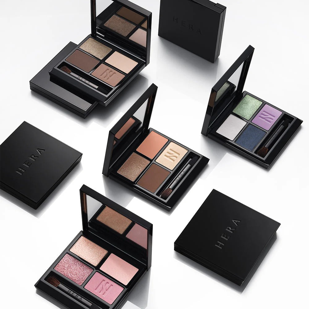 HERA Quad Eye Color makeup palettes with diverse shades for eye makeup elegance.