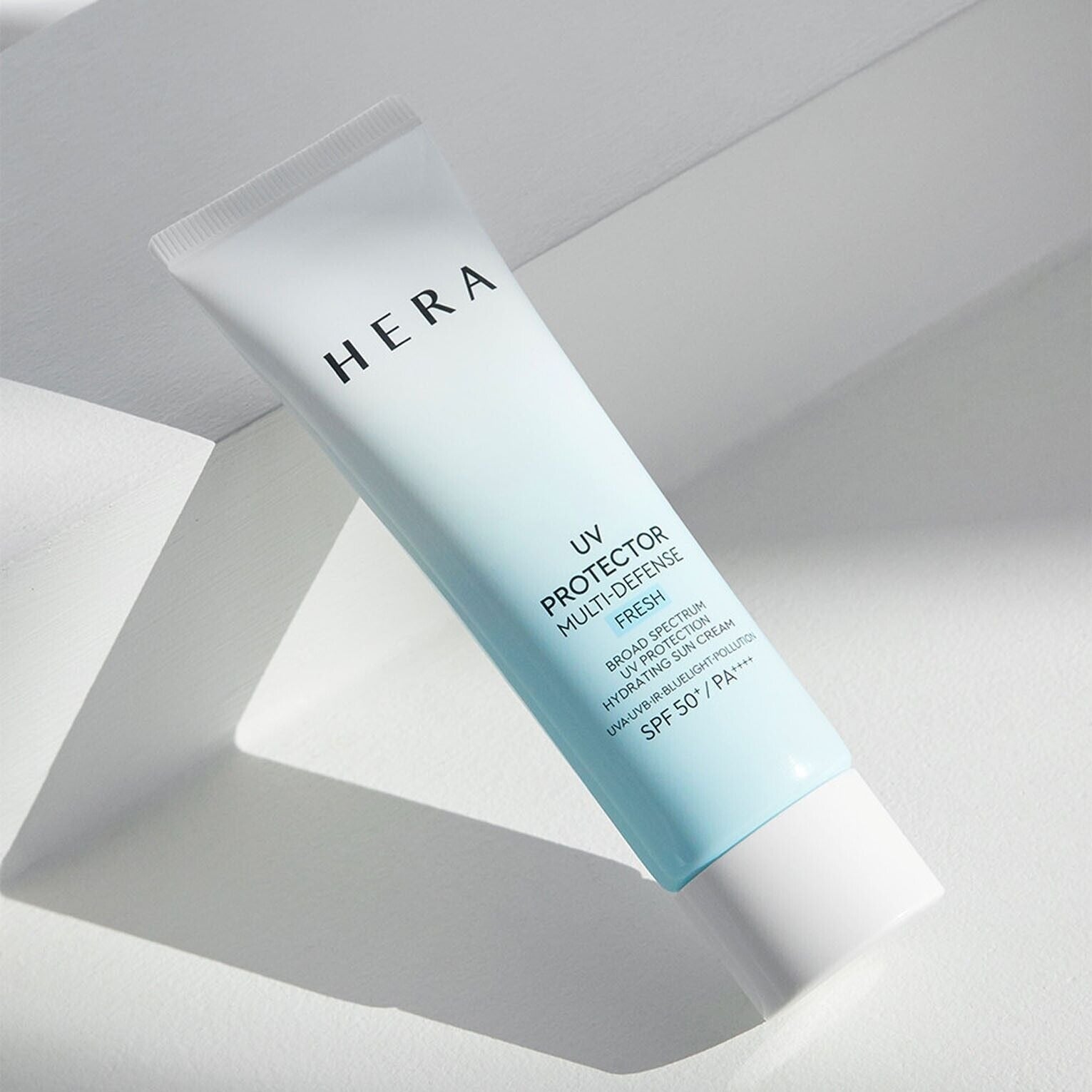 HERA UV Protector Multi-Defense Fresh SPF50+PA++++ 50ml sunscreen product on white background
