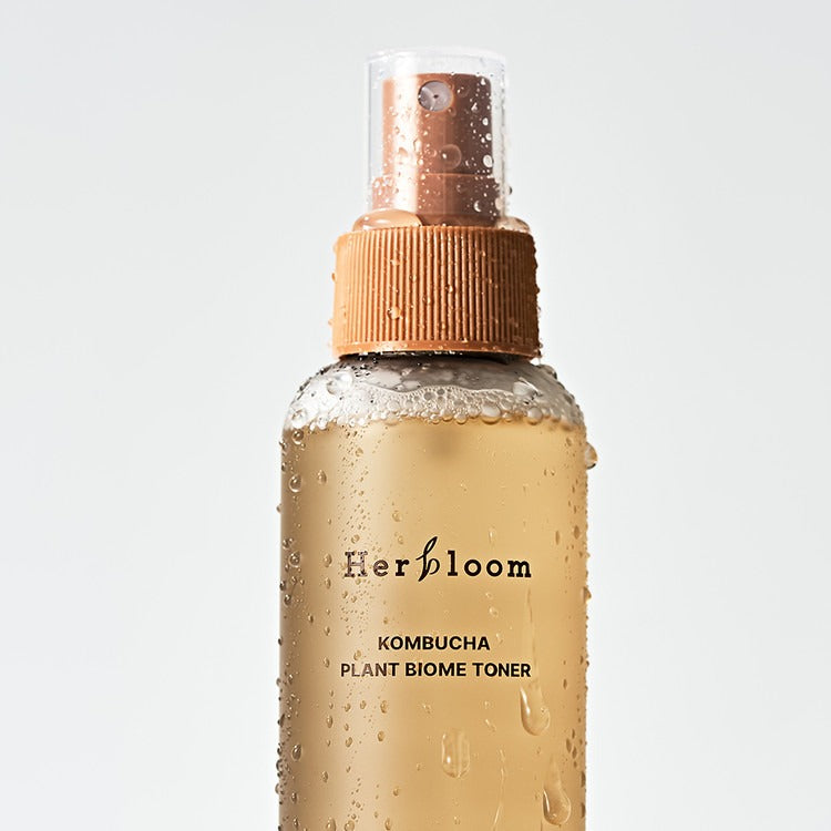 HERBLOOM Kombucha Plant Biome Toner 150g bottle with mist spray cap, showcasing product package and design.