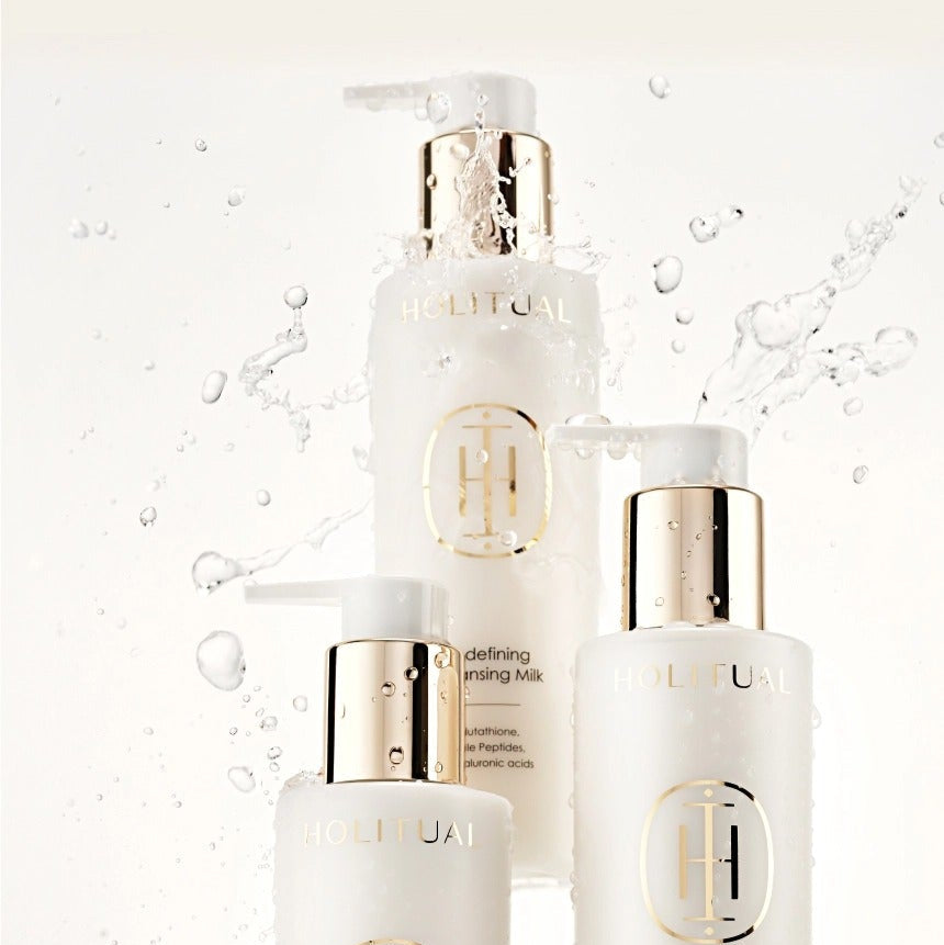 HOLITUAL Redefining acleansing Milk 200ml bottles with water splash