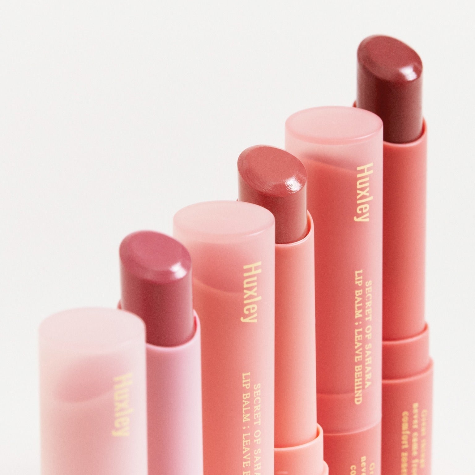 Assortment of HUXLEY Lip Balm Leave Behide in various shades