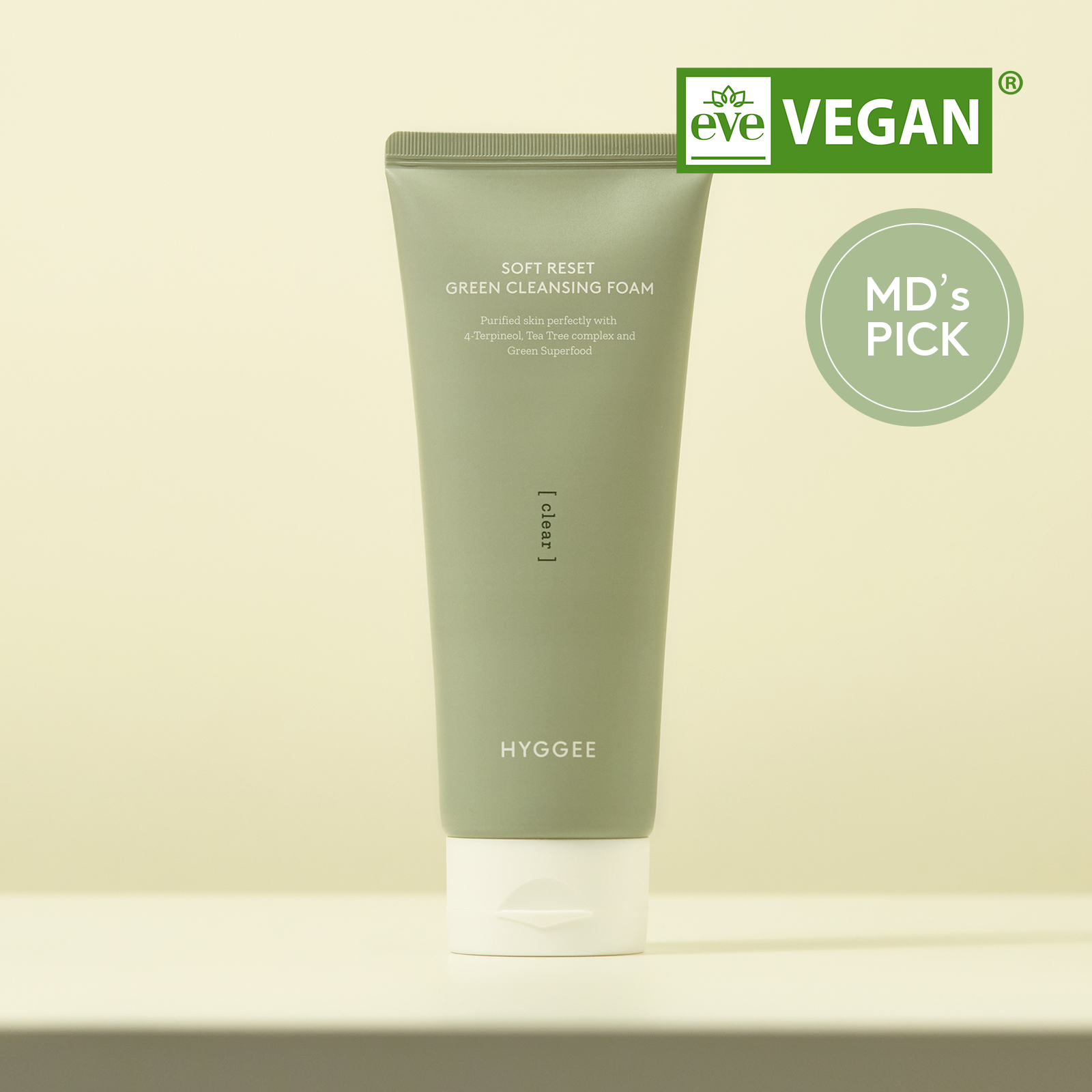HYGGEE Soft Reset Green Cleansing Foam 150ml vegan foam product image.